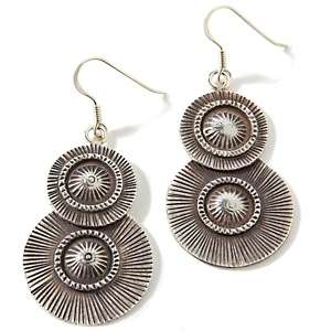   Silver Collection Double Circle Drop Sterling Silver Earrings 