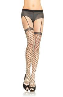 Sheer Faux Fishnet and Garter Belt Pantyhose for Halloween   Pure 