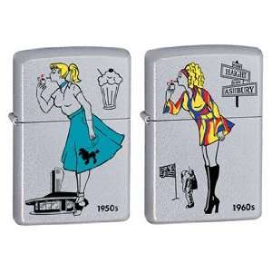  Zippo Lighter Set   Windy Girl 1950s and 1960s, Pack of 