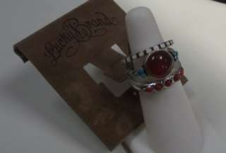 NEW LUCKY BRAND 3 Stack Red Stone RING Size 7 NWT $32  