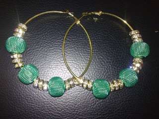 Jewelry Basketball Wives Inspired Mesh Rhinestone Beads Spacer Hoops 