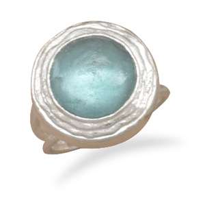 Genuine Ancient Roman Glass Textured Ring 925 Sterling Silver Free USA 