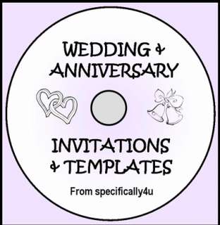 WEDDING & ANNIVERSARY INVITATION INSERTS for Cards CD  