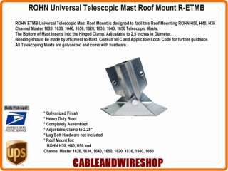 Telescopic Antenna Mast Roof Base Plate Mount ROHN 609788492603  