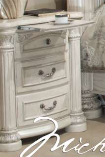 Silver Pearl/Marble Nightstand Side Table  