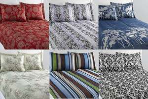3Pc Bedding Comforter Set Multi Pattern Red Purple Blue Green Stripe 