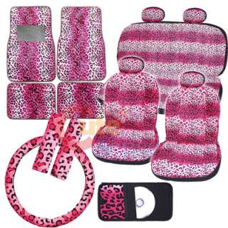Pink Leopard Safari Animal Car Seat Covers Accessories Complete Set 