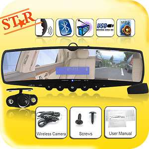 Car Rearview Mirror with Wireless Parking Camera (Bluetooth, MP3, FM 
