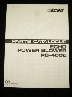 ECHO PB 400E POWER BLOWER Parts Manual  