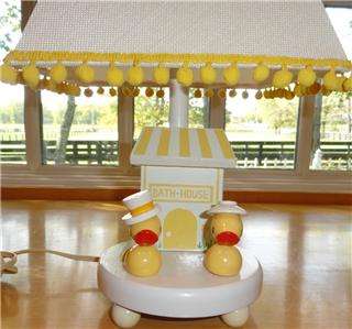   Nursery~Baby~Child~Yellow Ducks~Bath House Beach~Pool~Wood~Wooden~Lamp