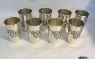   Set Of 8 Chinese Export Silver Cups / Beakers China Ca 1870  