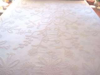   CHENILLE & Cotton FULL or Double Vintage Bedspread w 6 FRINGE~EXCL