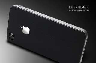 Deep Black Leather SGP iPhone 4/4S SKIN GUARD Shield Back Protector AT 