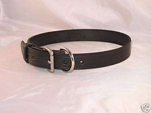 Creased BLACK Leather Dog Collar 13 inch nickel buckle  