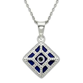 blue evil eye charm pendant chain in 925 sterling silver