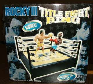 ROCKY III ACTION FIGURE TITLE FIGHT BOXING RING TOY NEW  