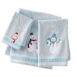  Holiday Snowman Family Embroidered Bath Towel, in Blue (25 