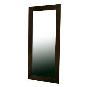  Dark Brown Wood Frame Modern Mirror, Rectangle
