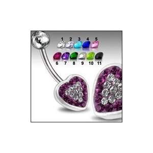    Heart Shaped Jewelled Non Moving Belly Ring Body Jewelry: Jewelry