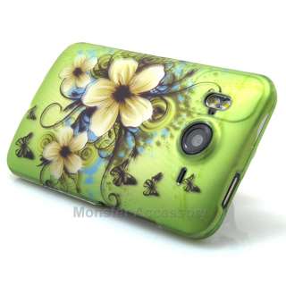 Green Daisy Rubberized Hard Cover Case HTC Inspire 4G  