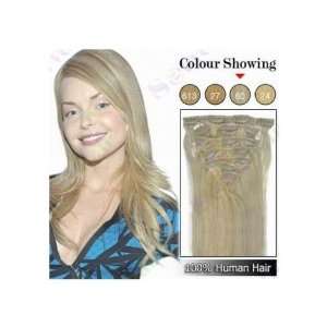   Pc Platinum Blonde color 60/613 Remy Clip Hair Extensions Beauty