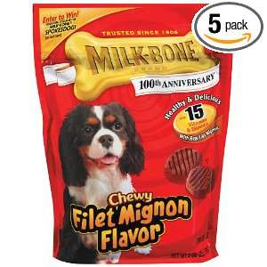 Milk Bone Chewy Treats Filet Mignon Flavor, 9 Ounce (Pack of 5)