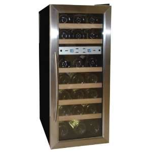   Dual Zone 21 Bottle Wine Chiller, Black and Stainless Appliances