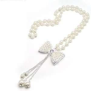  Wedding Bell Pearl Bow Necklace 