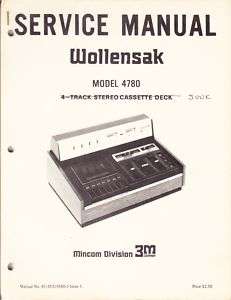 WOLLENSAK SERVICE MANUAL 4780 CASSETTE RECORDER   1973  