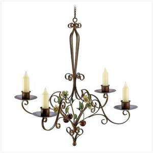 Iron metal cherry blossom flower hanging Chandelier taper candle 