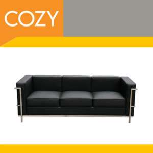 Italian Leather Couch Sofa Living Room Stainless Steel  
