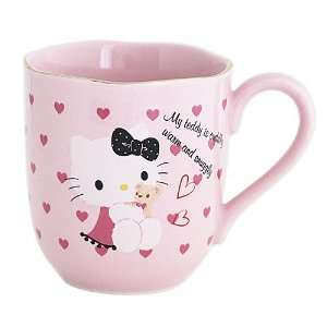 Hello Kitty Mug Cup Pink Ribbon w/Bear Sanrio  Kitchen 