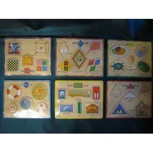  Classic Wooden Basic Shapes Puzzle Set of 6: Toys & Games