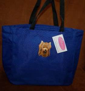   Yorkshire Terrier Yorkie Face Cute Embroidered Essential Blue Tote Bag