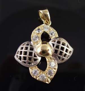 18k Solid Two Tone Gold CZ Pendant  
