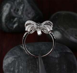 Butterfly 1.06ct Baguette/Round DIAMOND 14K White GOLD ENGAGEMENT RING 