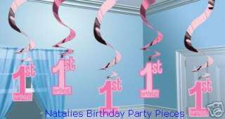 Girls 1st/First Birthday 67 Piece Pink PARTY PACK for 8  