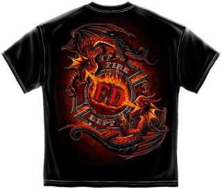 Ying Yang Dragon Firefighter Maltese Cross T Shirt Size MD  
