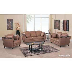  Global Furniture Modern Brown Leather Living Room Set 