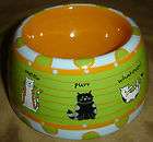 Green Blue Orange GANZ Kitty CAT Kitten PET Water Food BOWL Dish