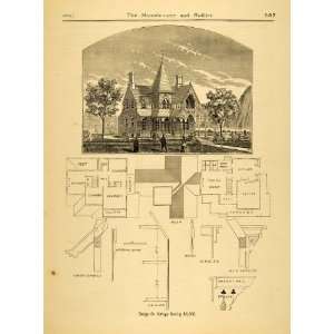  Print Victorian Cottage Architecture Design Floor Plan Sketch House 