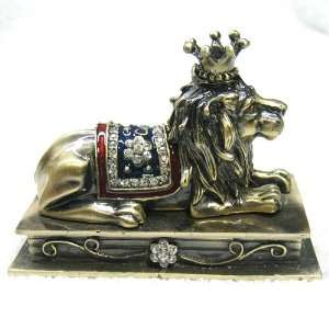    Lion King Crown Crystals Bejeweled Trinket Box 
