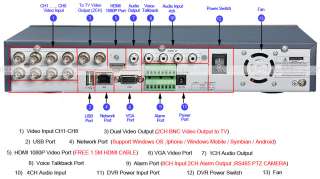 CH VIDEO/AUDIO HDMI OUTPUT SD CARD DVR 36LED CCTV CAMERA System 