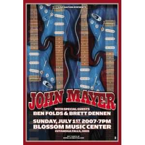  John Mayer Ben Folds Cuyahoga 2007 Concert Poster