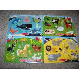  Melissa & Doug Peg Puzzles Bundle of 4 Animals: Toys 