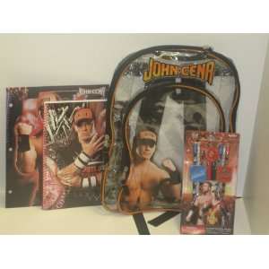 WWE John Cena Clear/mesh Backpack with Bonus John Cena School Supplies
