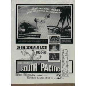 SOUTH PACIFIC, starring Rossano Brazzi, Mitzi Gaynor, and John Kerr 