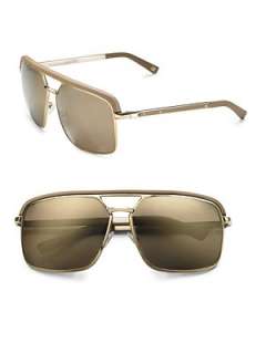 Dior   Leather Trim Aviator Sunglasses    