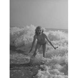 Starlet Marjorie Woodworth Frolicking in Ocean Surf Photographic 