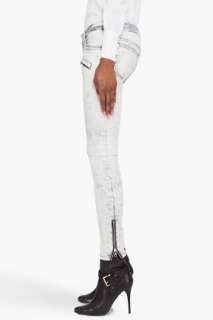 Pierre Balmain White Washed Zip Jeans for women  